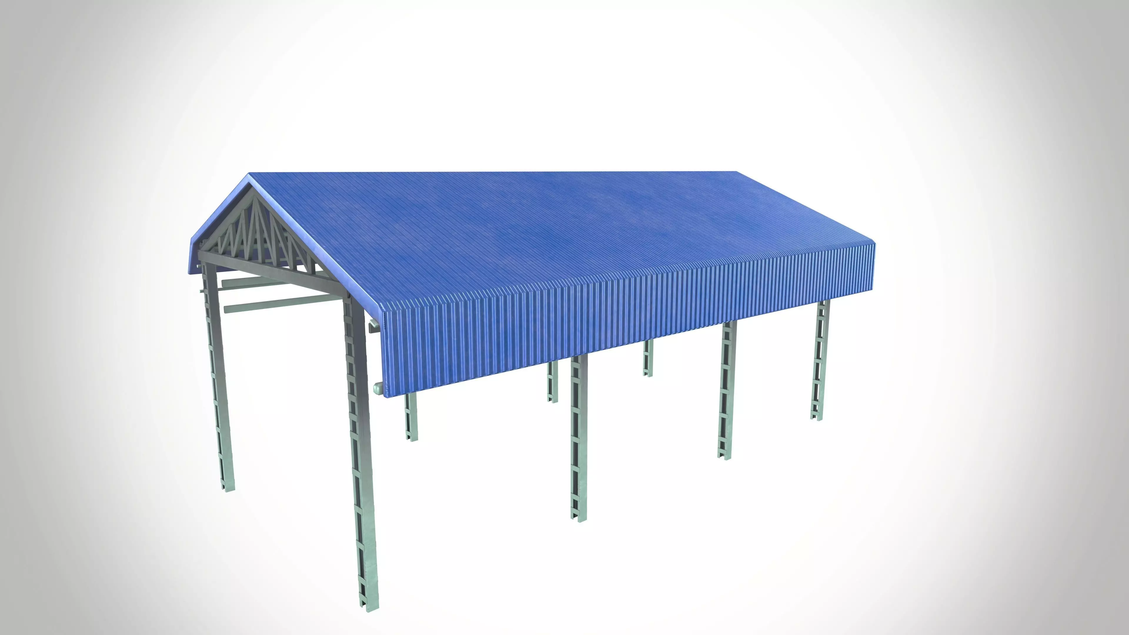 Factory Shed Low-poly 3D model_0