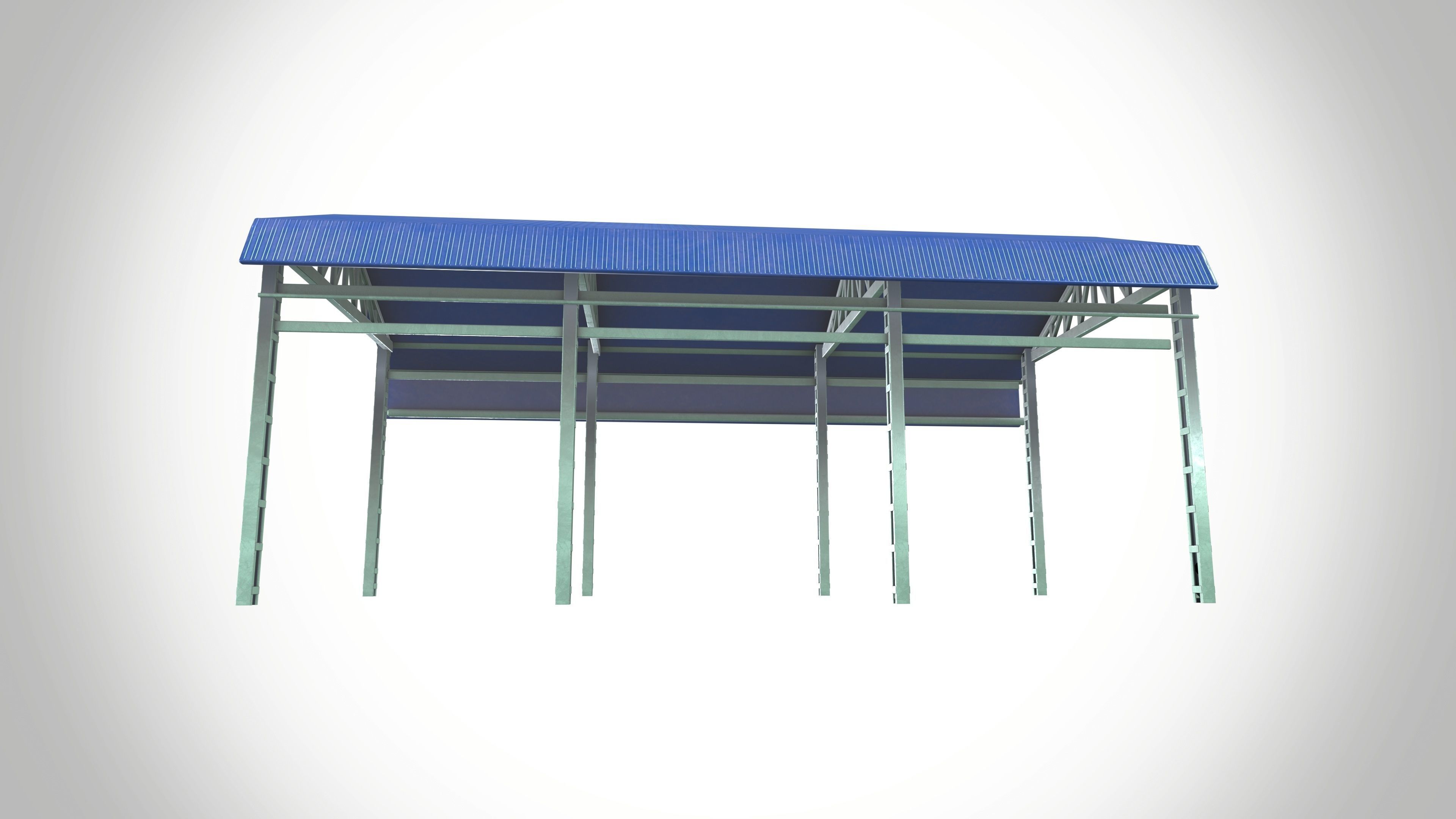 Factory Shed Low-poly 3D model_5