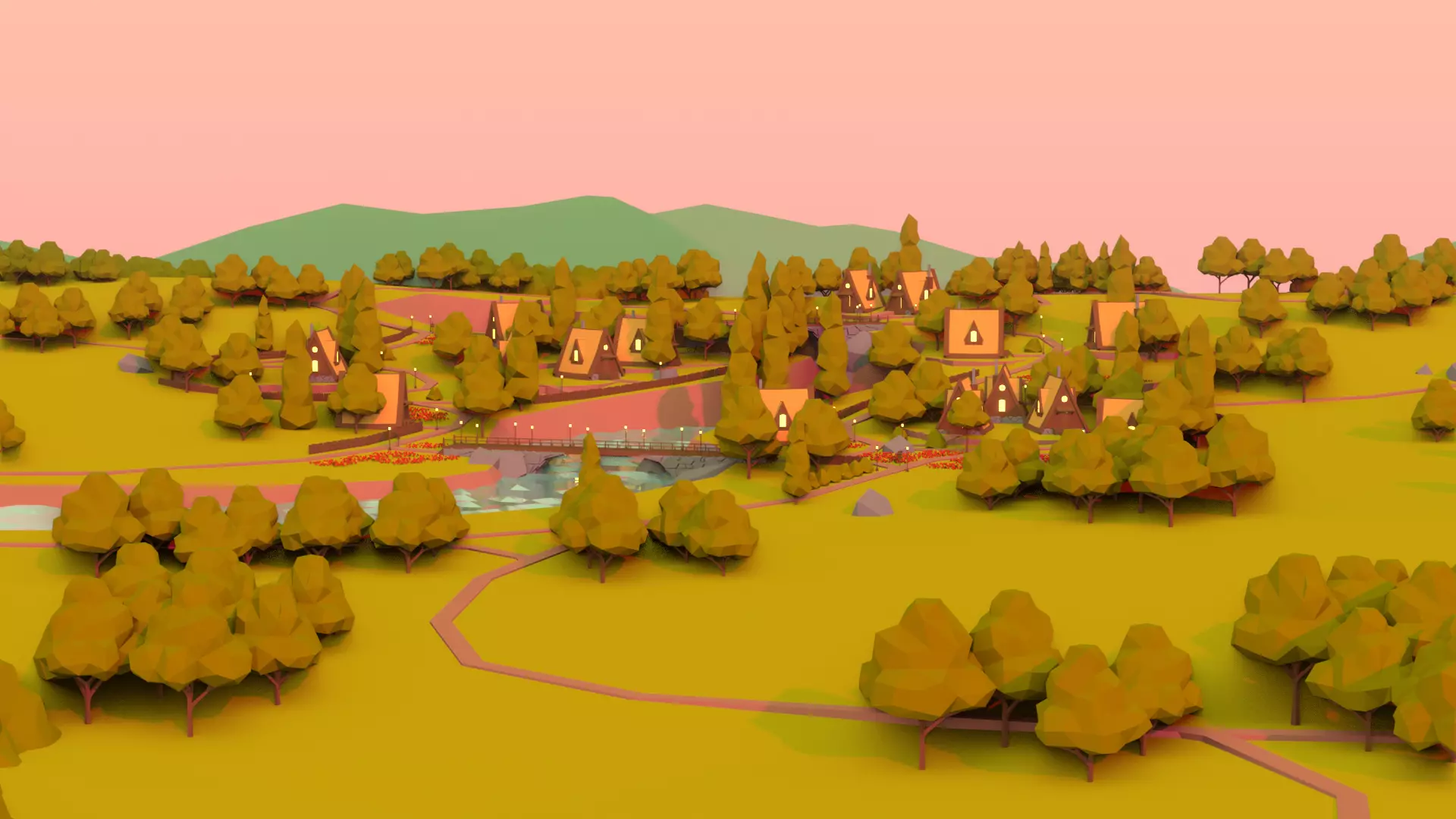 Village 2 Low-poly 3D model