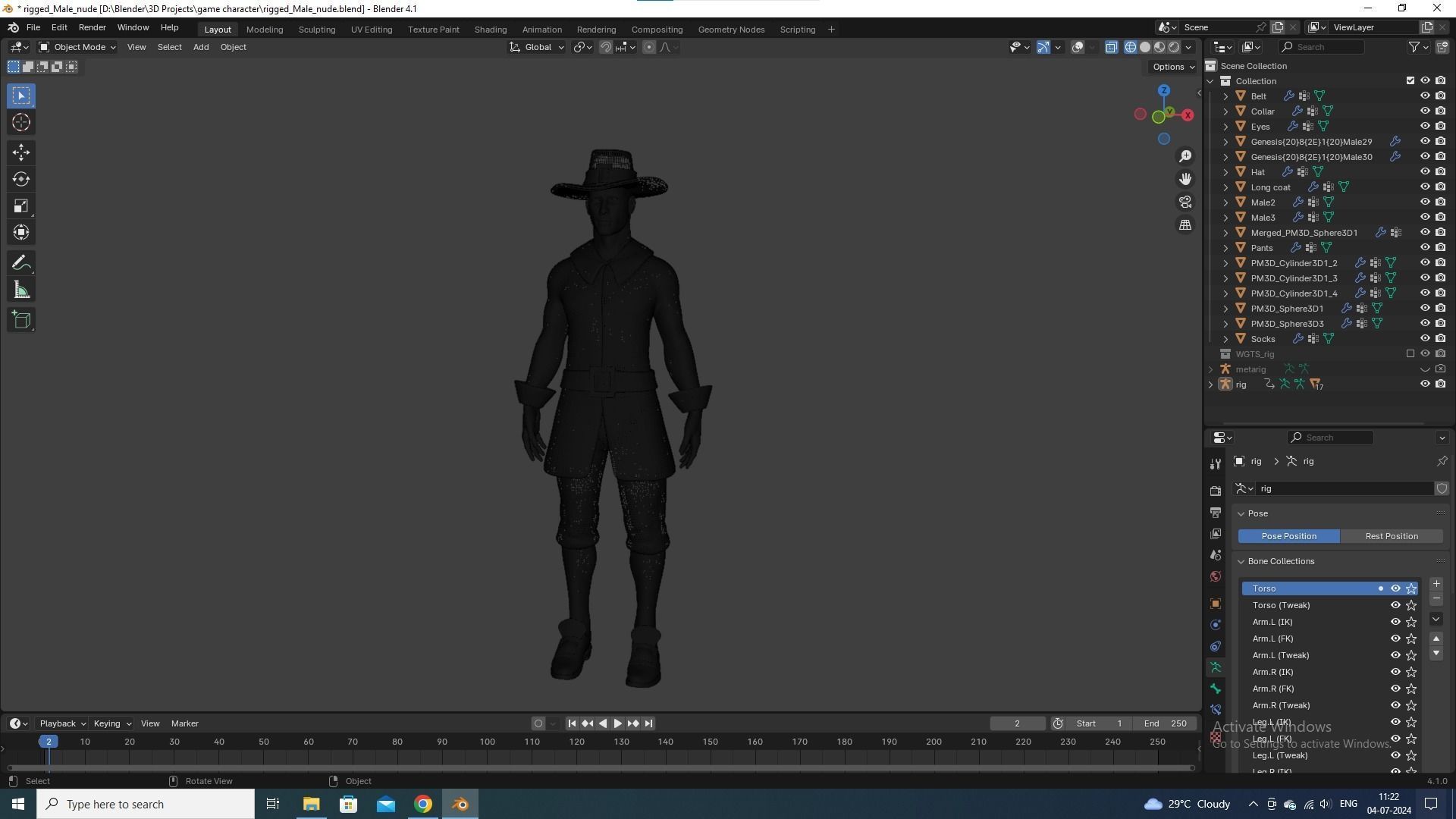 Rigged male model 3D model_14