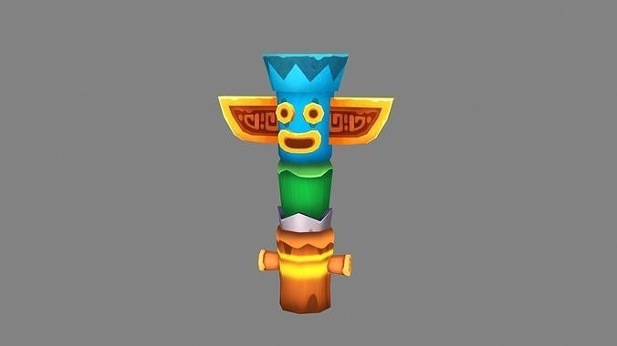 Cartoon totem pole Low-poly 3D model
