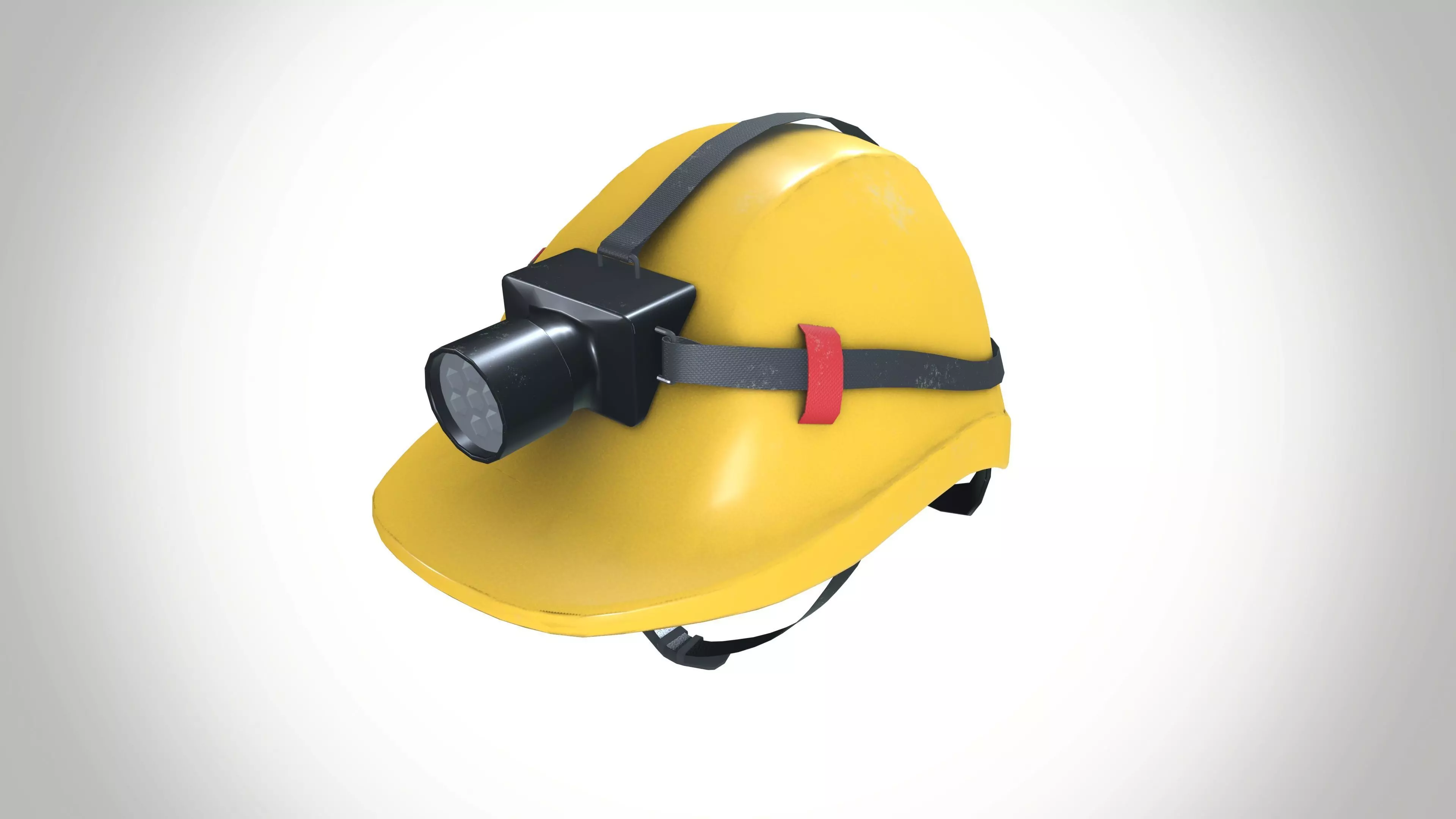 Safety Helmet With Torch Low-poly 3D model_0