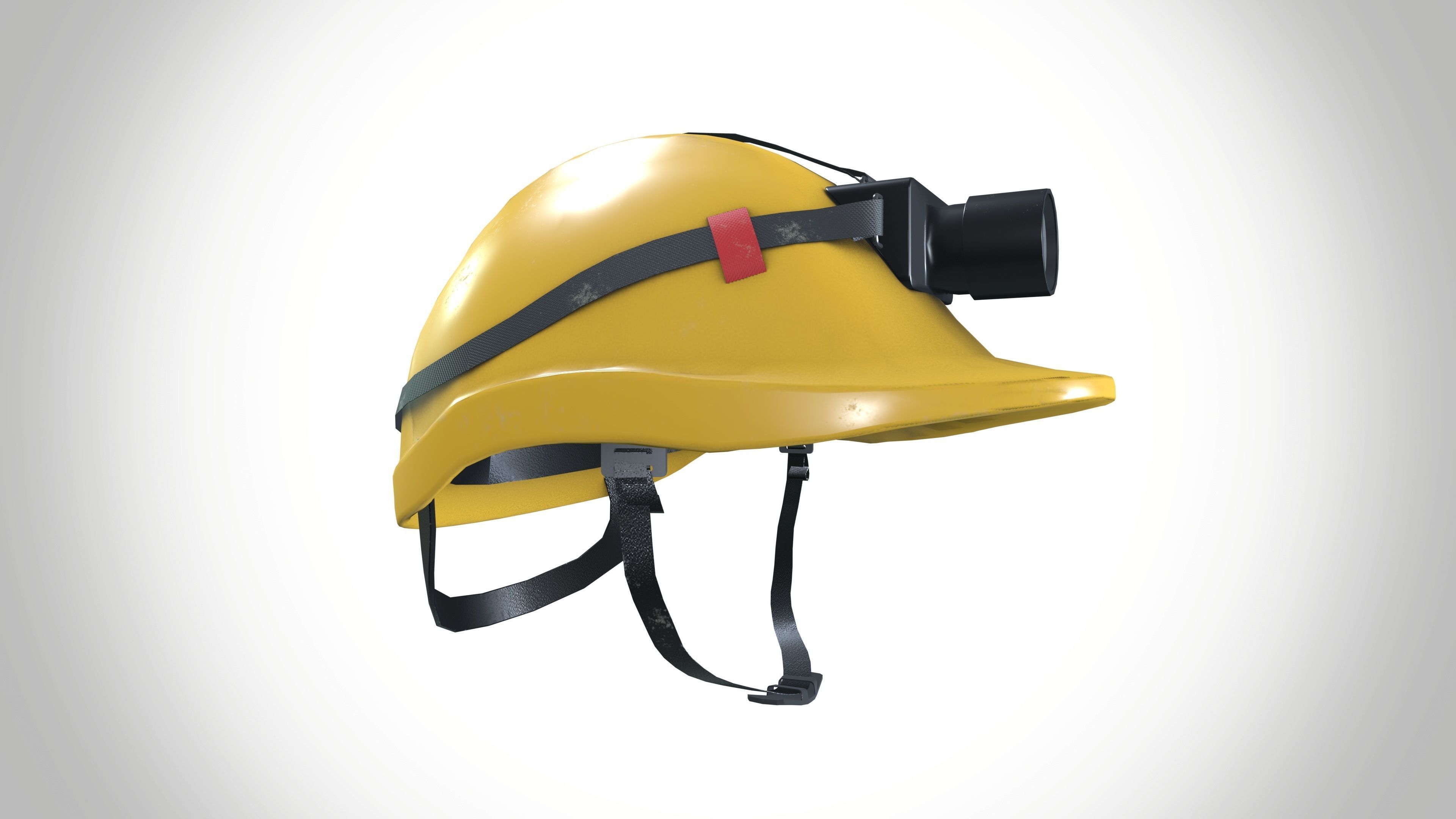 Safety Helmet With Torch Low-poly 3D model_3