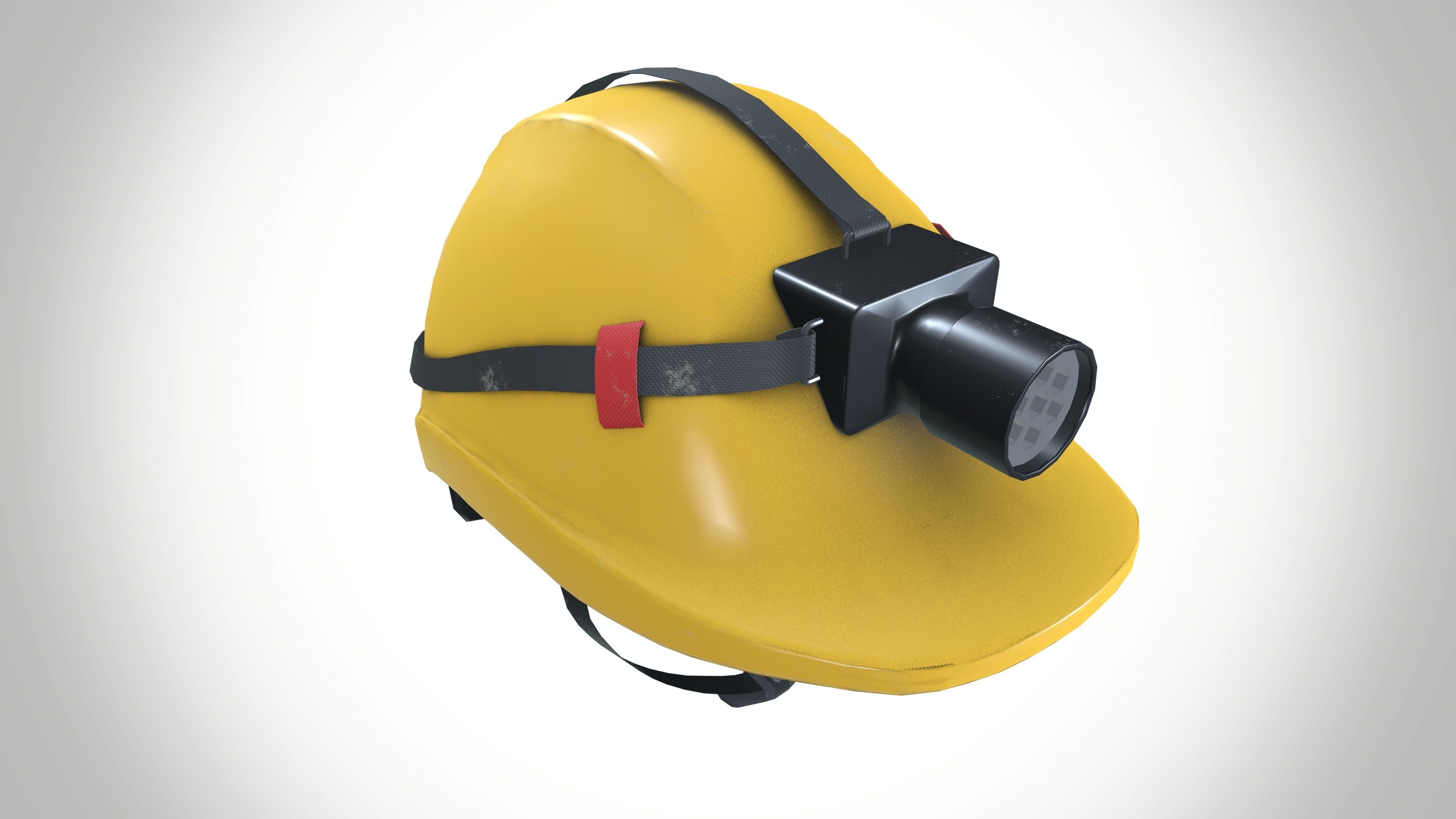 Safety Helmet With Torch Low-poly 3D model_6