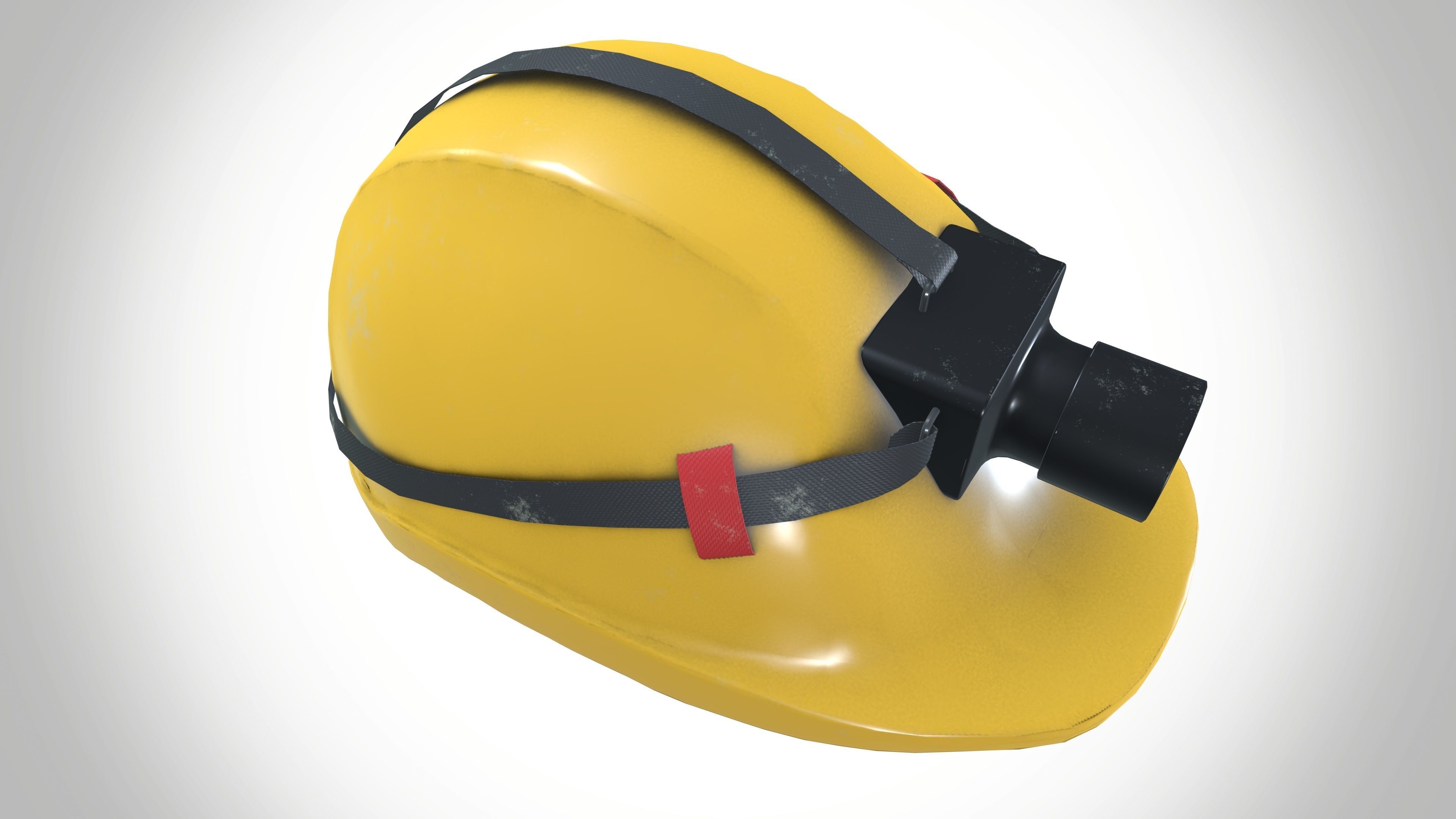 Safety Helmet With Torch Low-poly 3D model_9