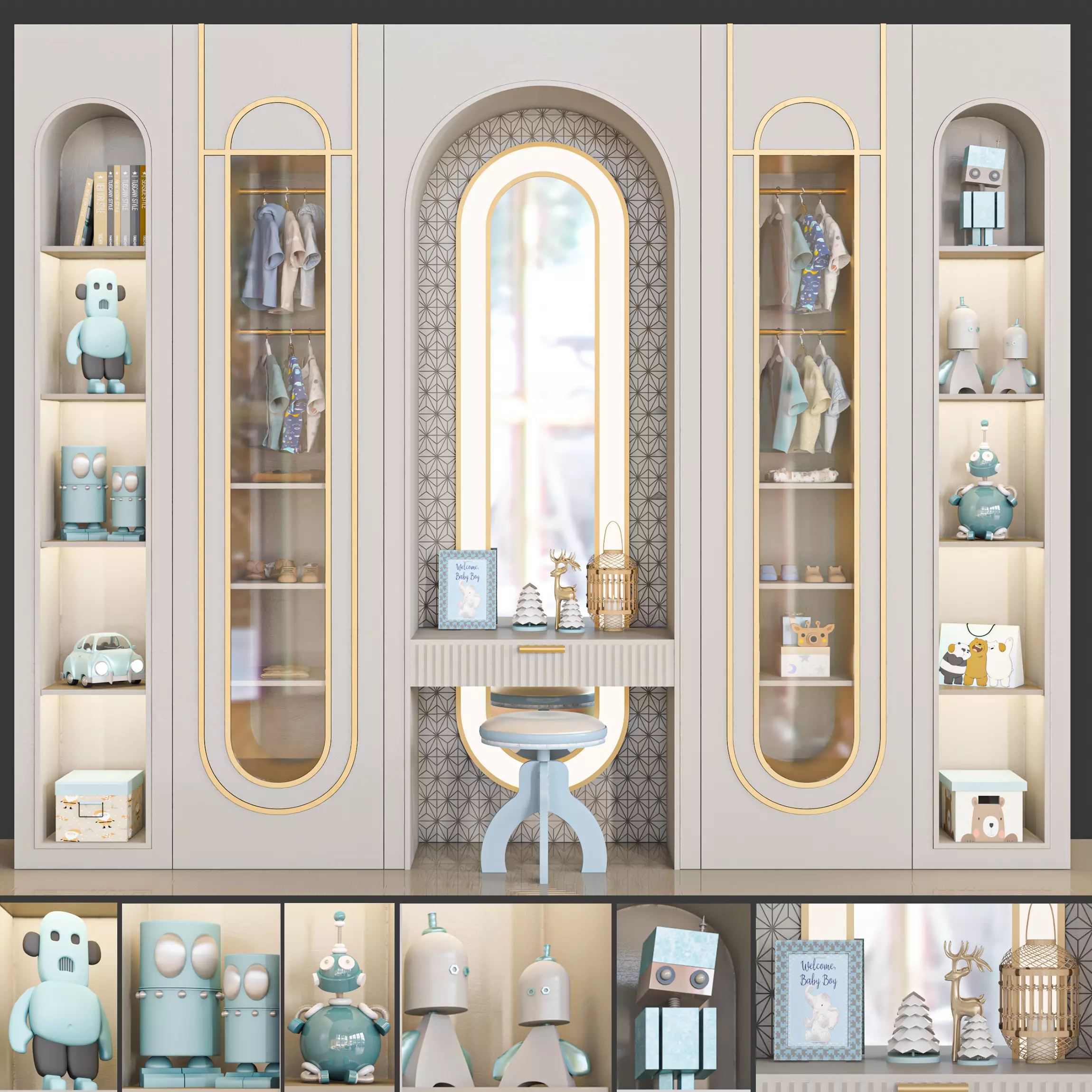 wardrobe 154 Low-poly 3D model