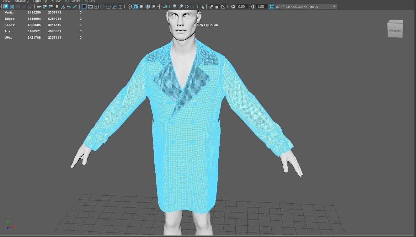 Men Double Breasted Trench Coat 3D model_10