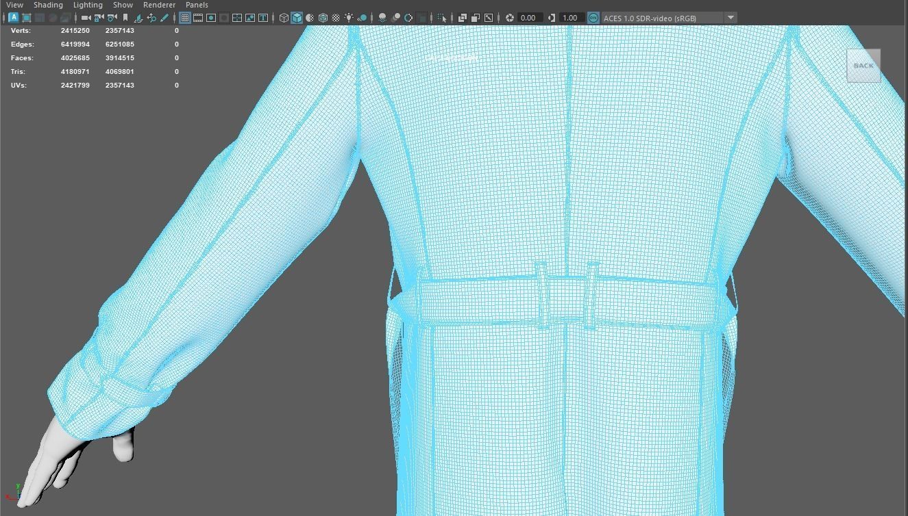 Men Double Breasted Trench Coat 3D model_11