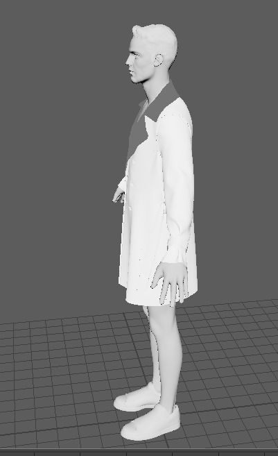 Men Double Breasted Trench Coat 3D model_13