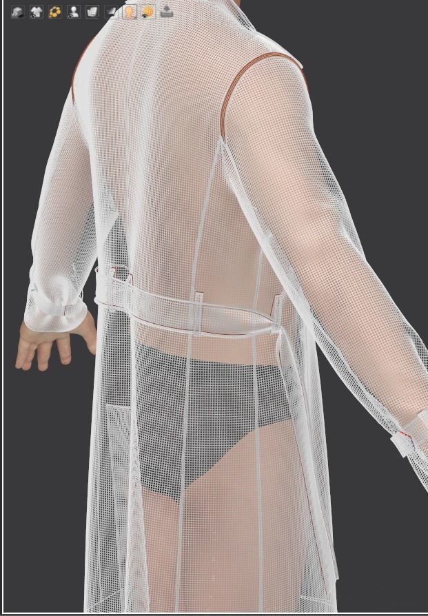 Men Double Breasted Trench Coat 3D model_3