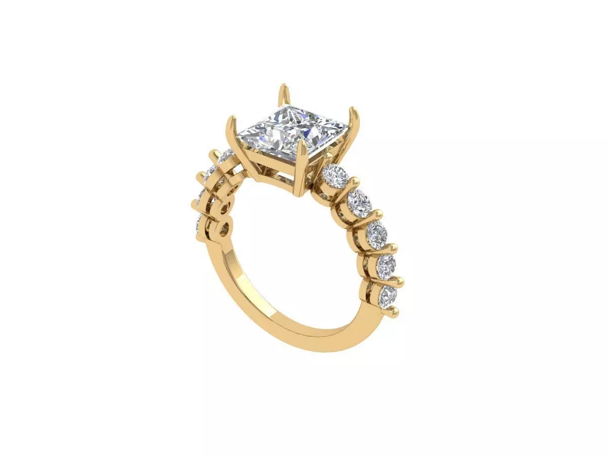 Solitaire Princess Ring 3D print model_0