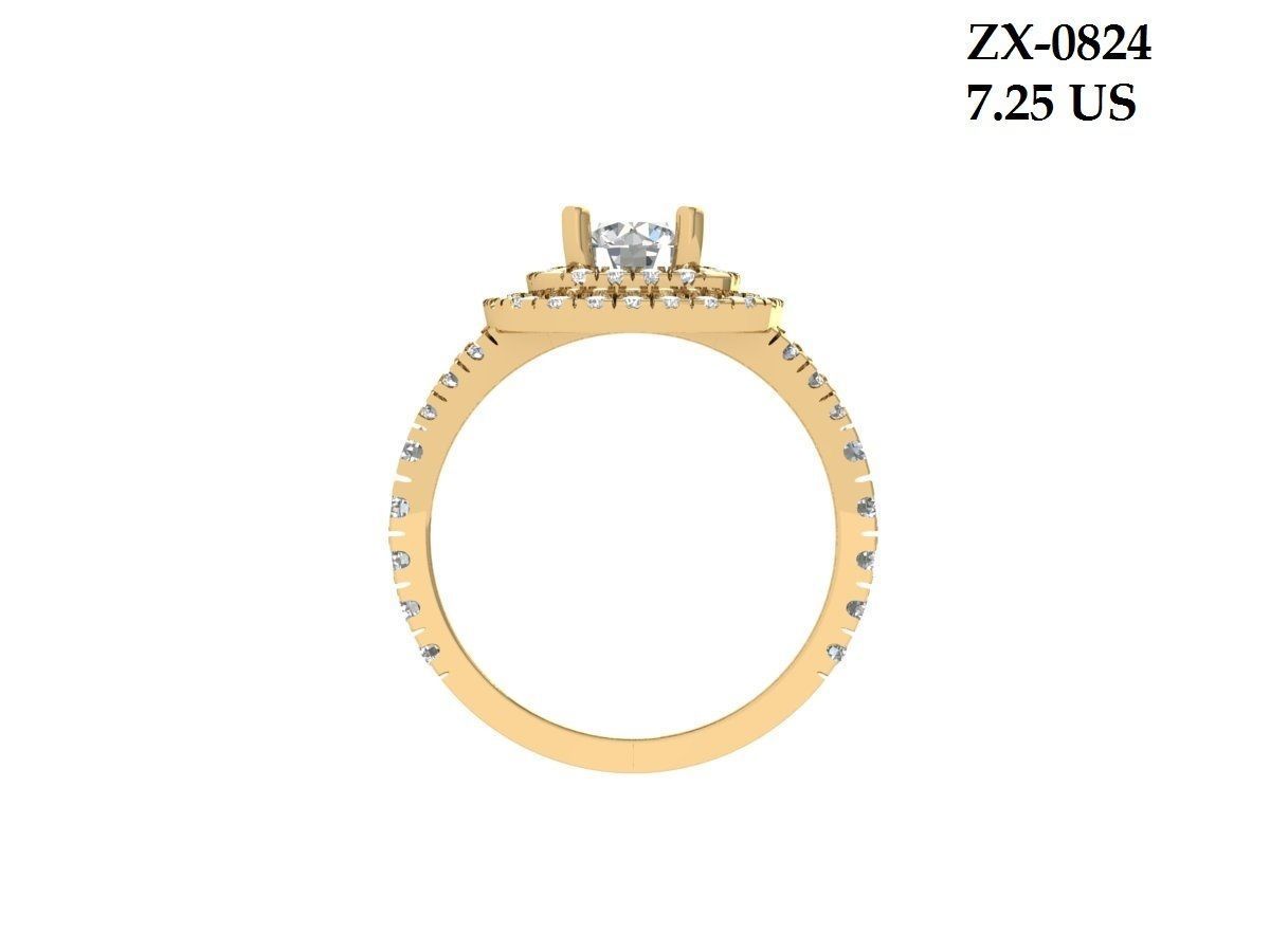 Solitaire Engagement Art Deco Ring 3D print model_3