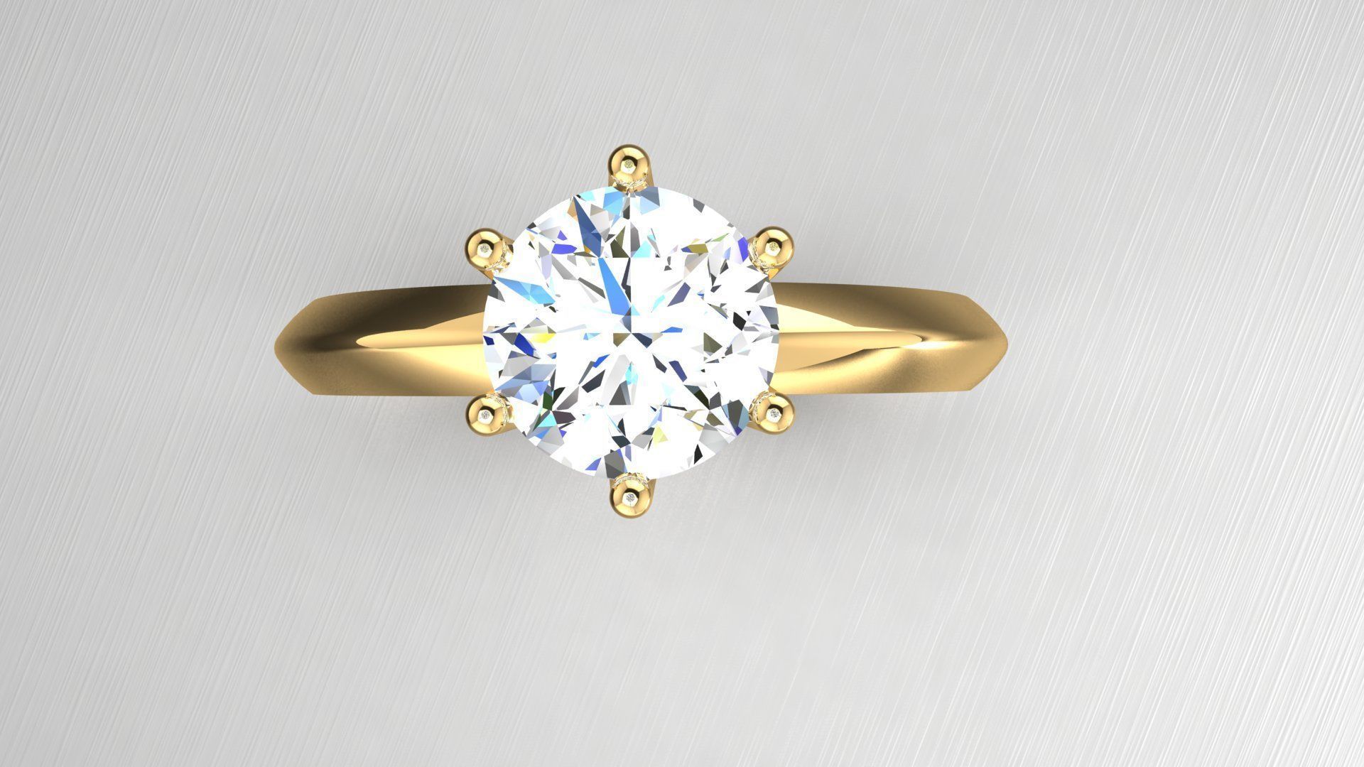 Diamond Solitaire Ring 5 3D print model_3