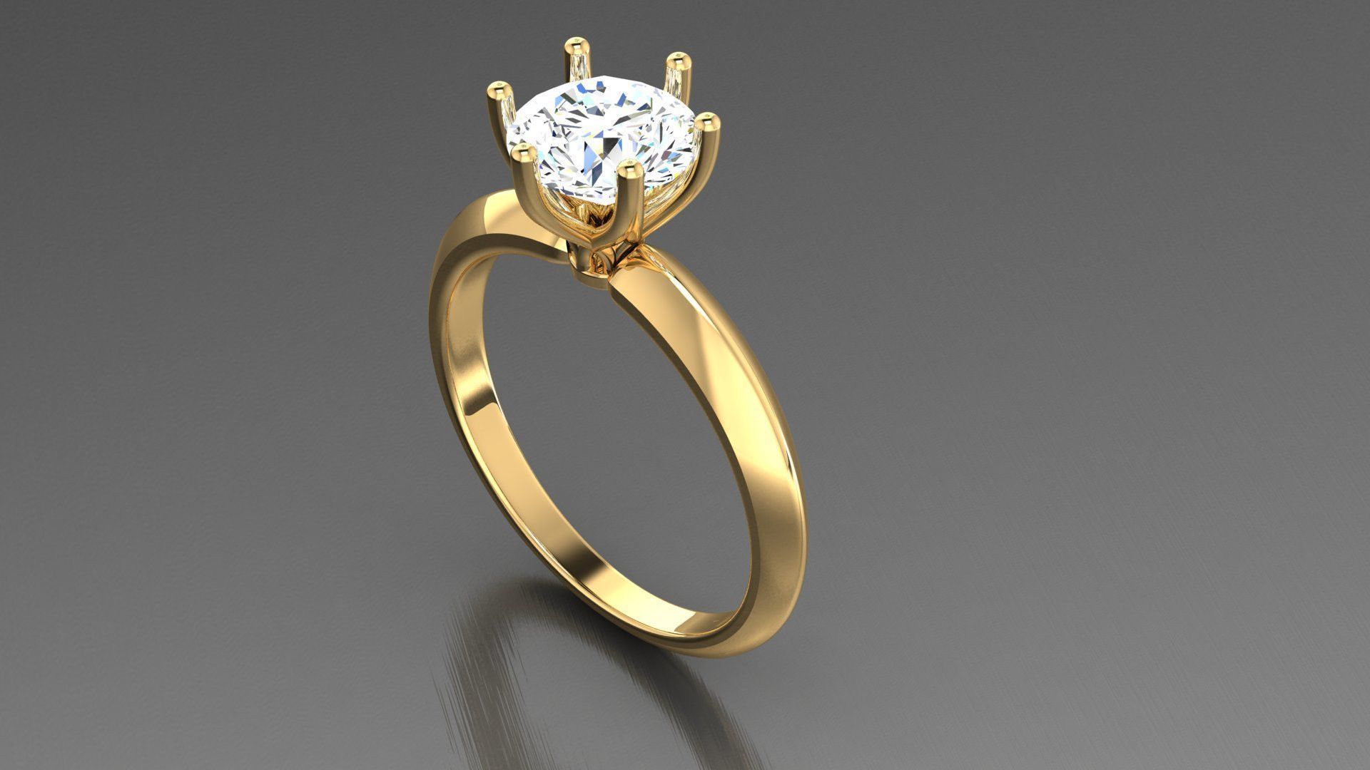 Diamond Solitaire Ring 5 3D print model_4