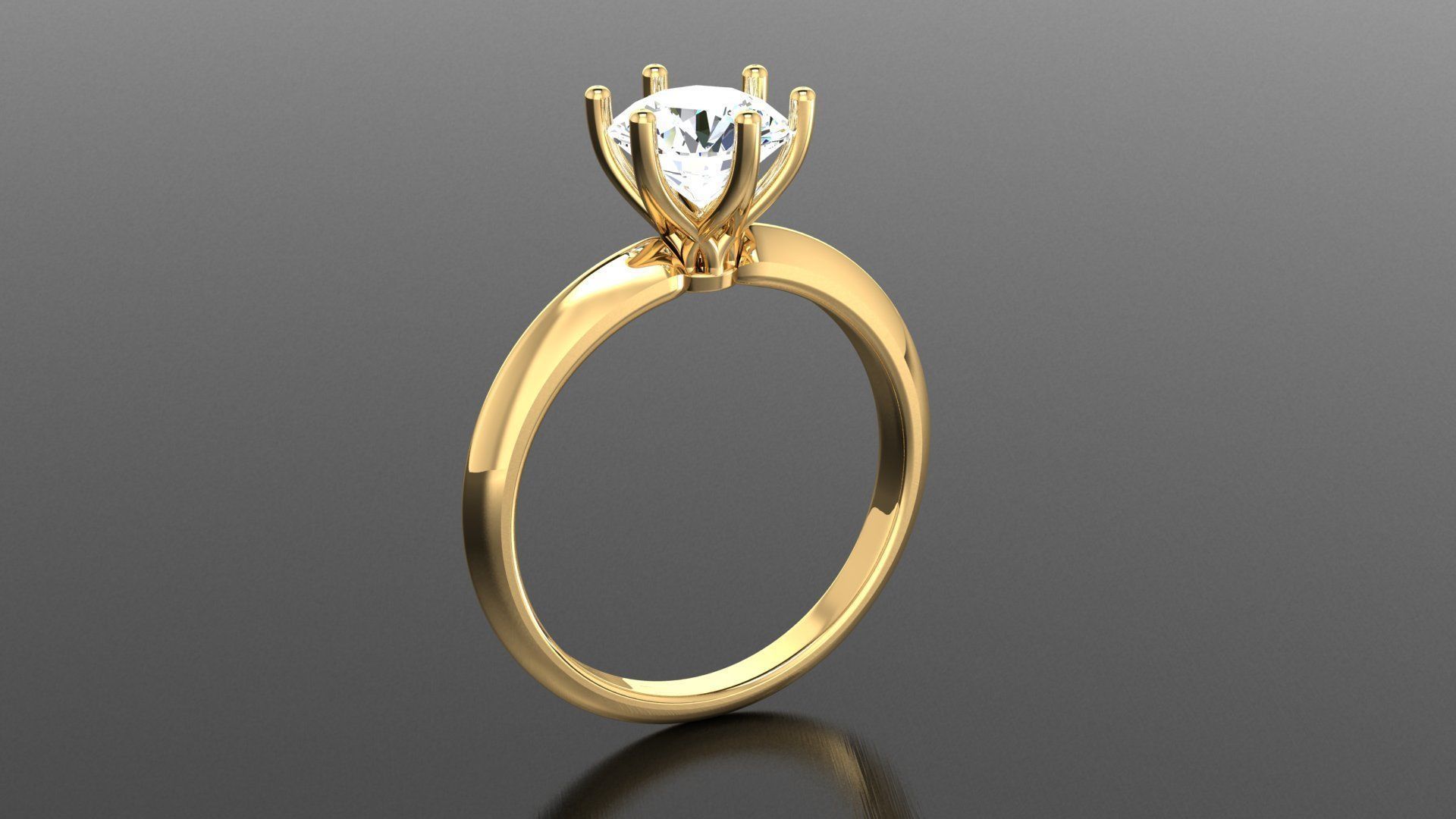 Diamond Solitaire Ring 5 3D print model_2