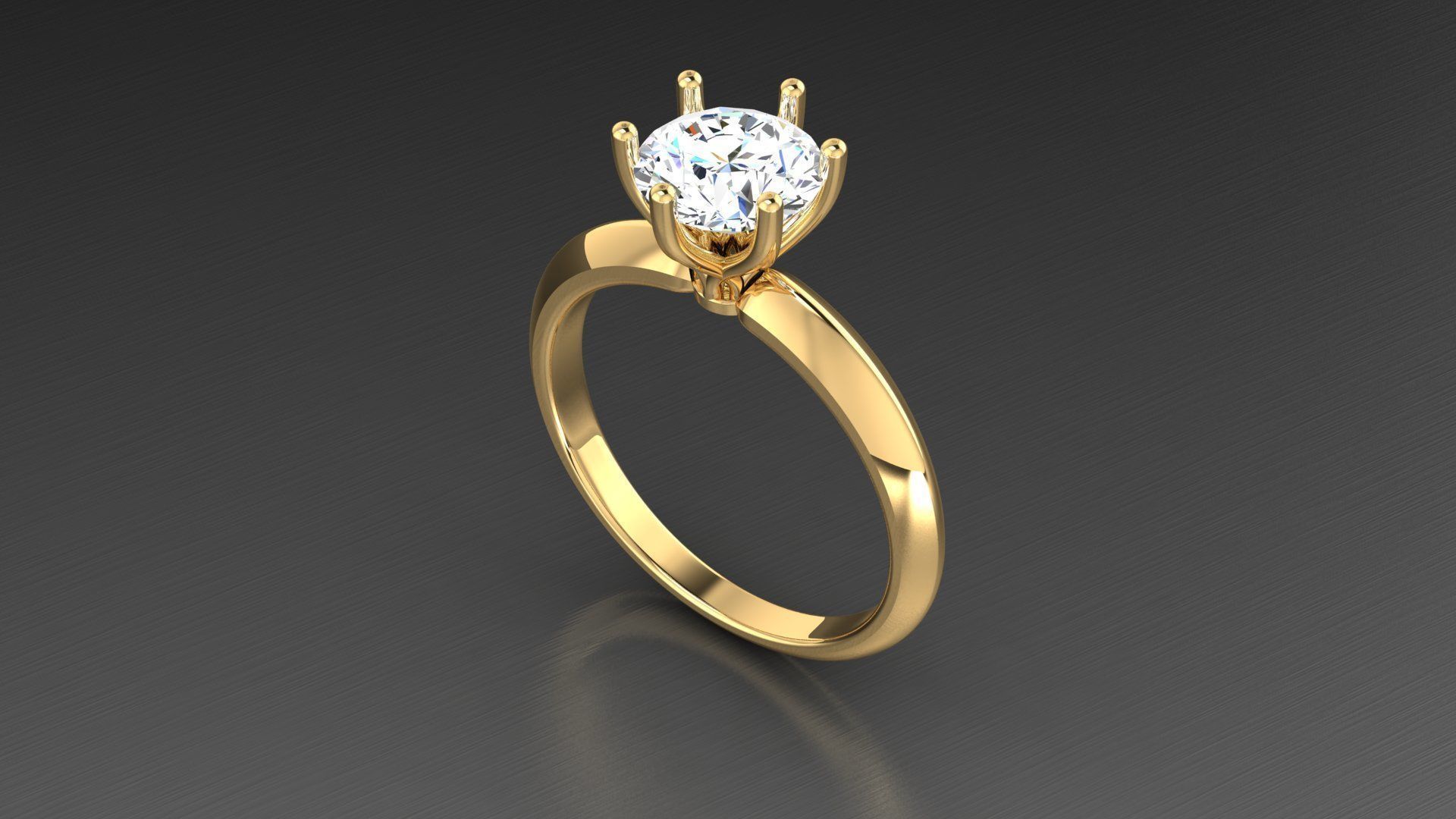 Diamond Solitaire Ring 5 3D print model_1