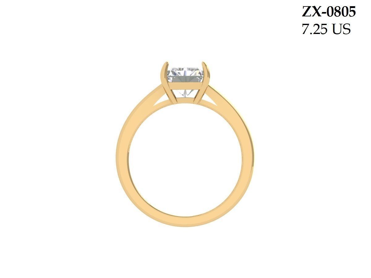 Radiant Solitaire Ring 3D print model_3