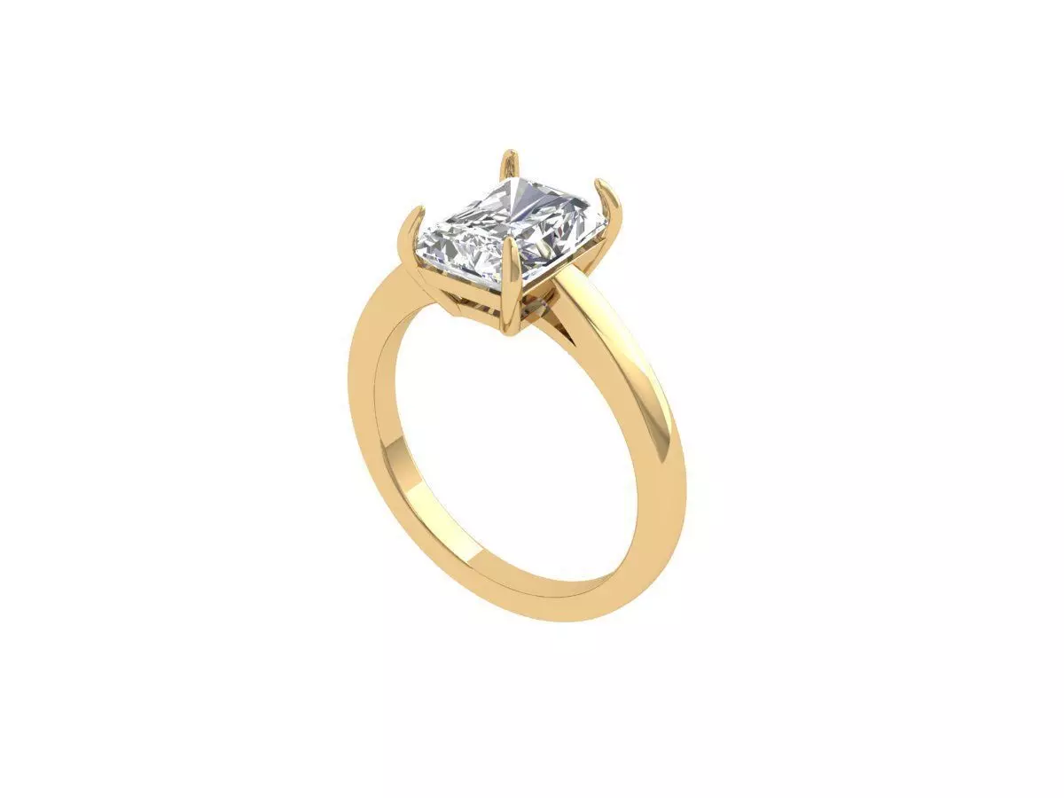 Radiant Solitaire Ring 3D print model_0