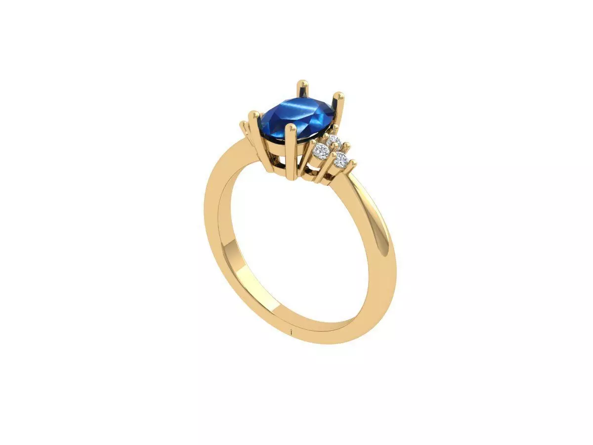 Oval Solitaire Ring 3D print model