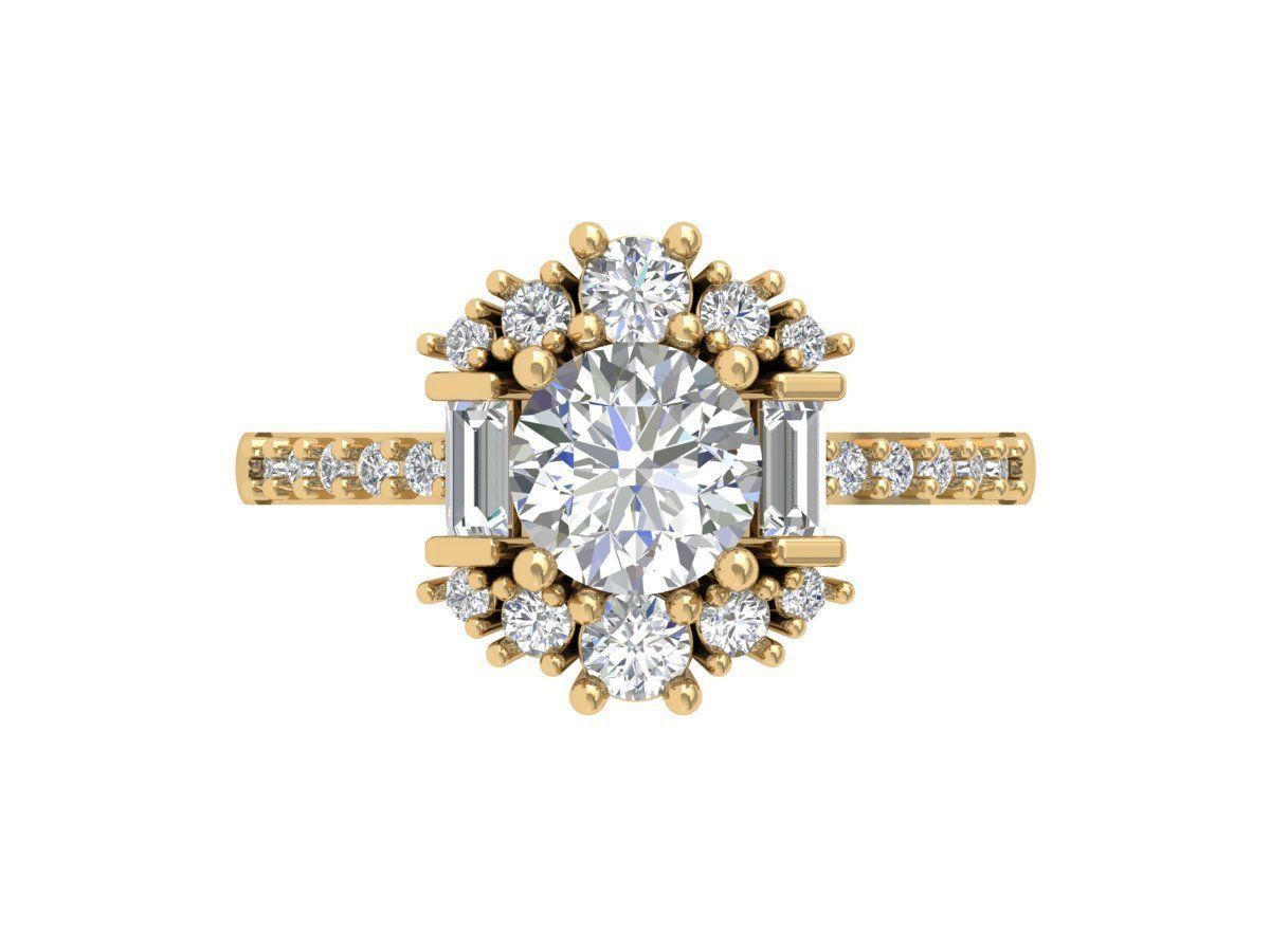 Solitaire Engagement Art Deco Ring 3D print model_1