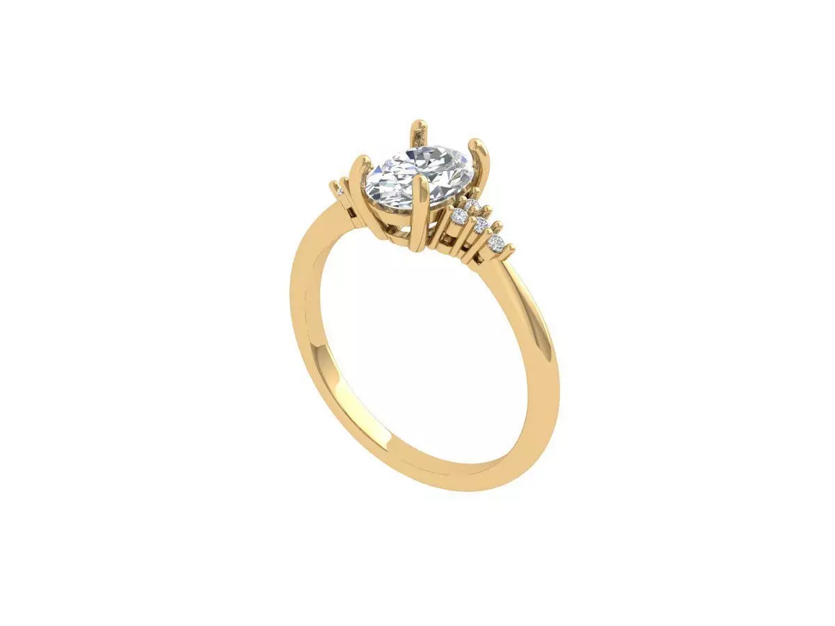 Oval Solitaire Ring 3D print model