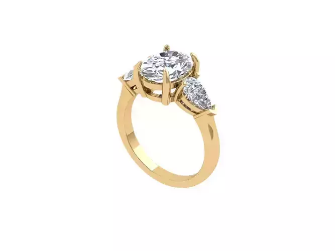 Oval 3 Stone Bridal Ring