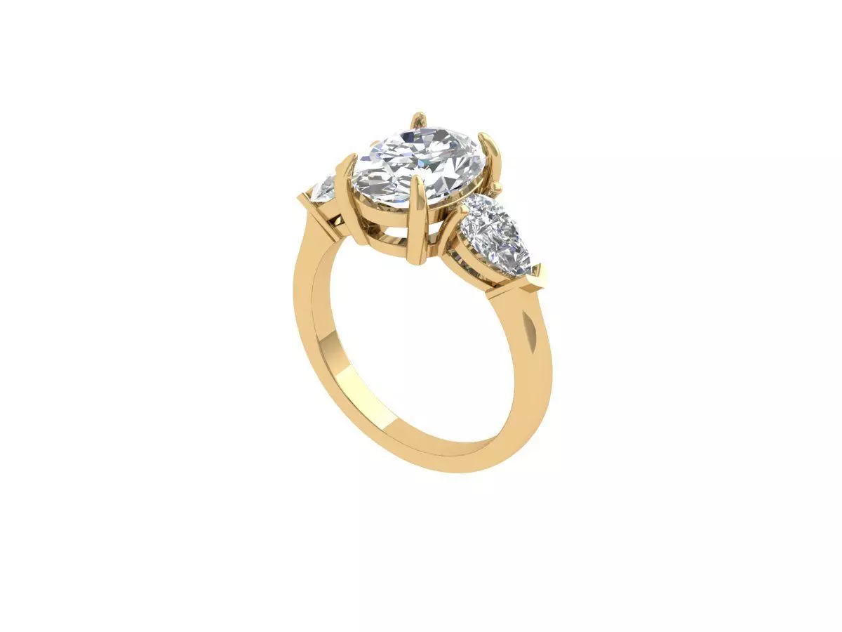 Oval 3 Stone Bridal Ring 3D print model