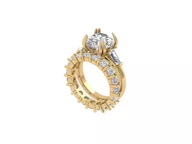 Solitaire Engagement Art Deco Ring Bridal   Set