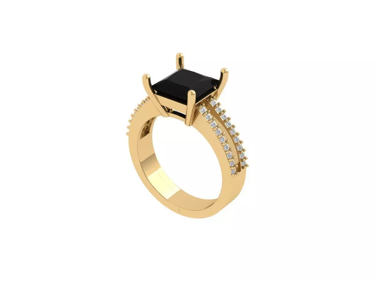 Solitaire Princess Ring 3D print model