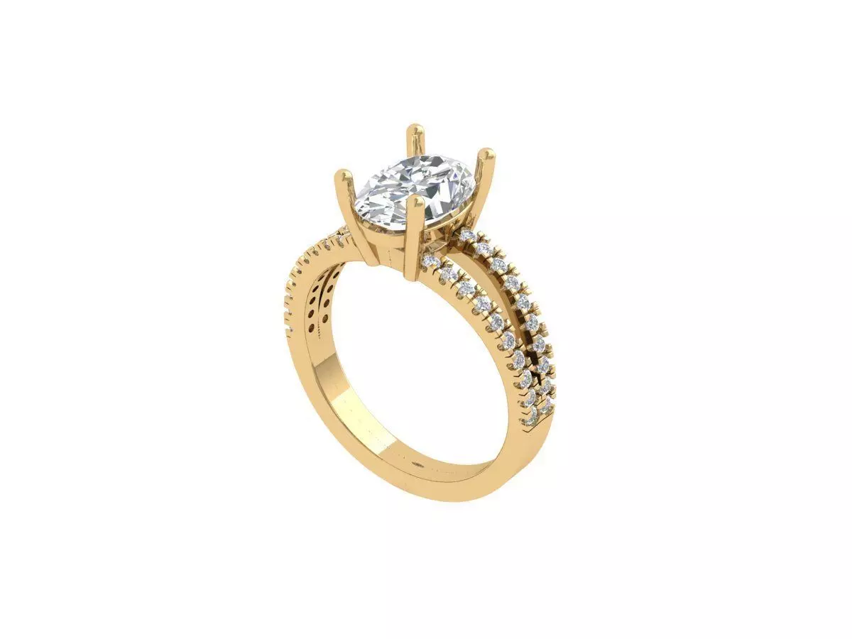 Oval Solitaire Ring 3D print model