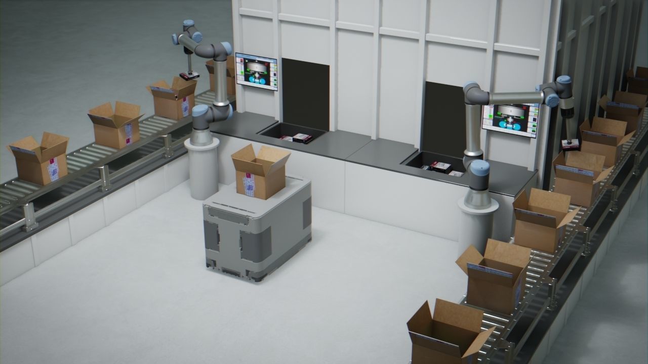 Packing Industrial Robots Animated Low-poly 3D model_3