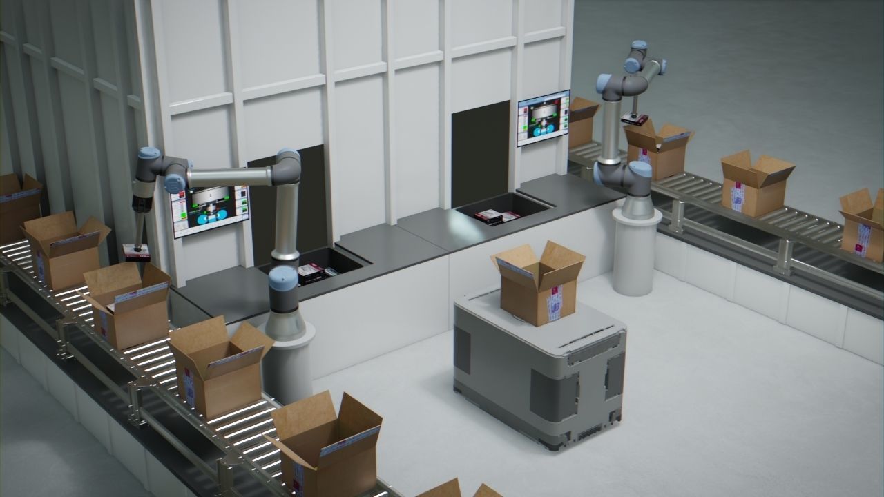 Packing Industrial Robots Animated Low-poly 3D model_1