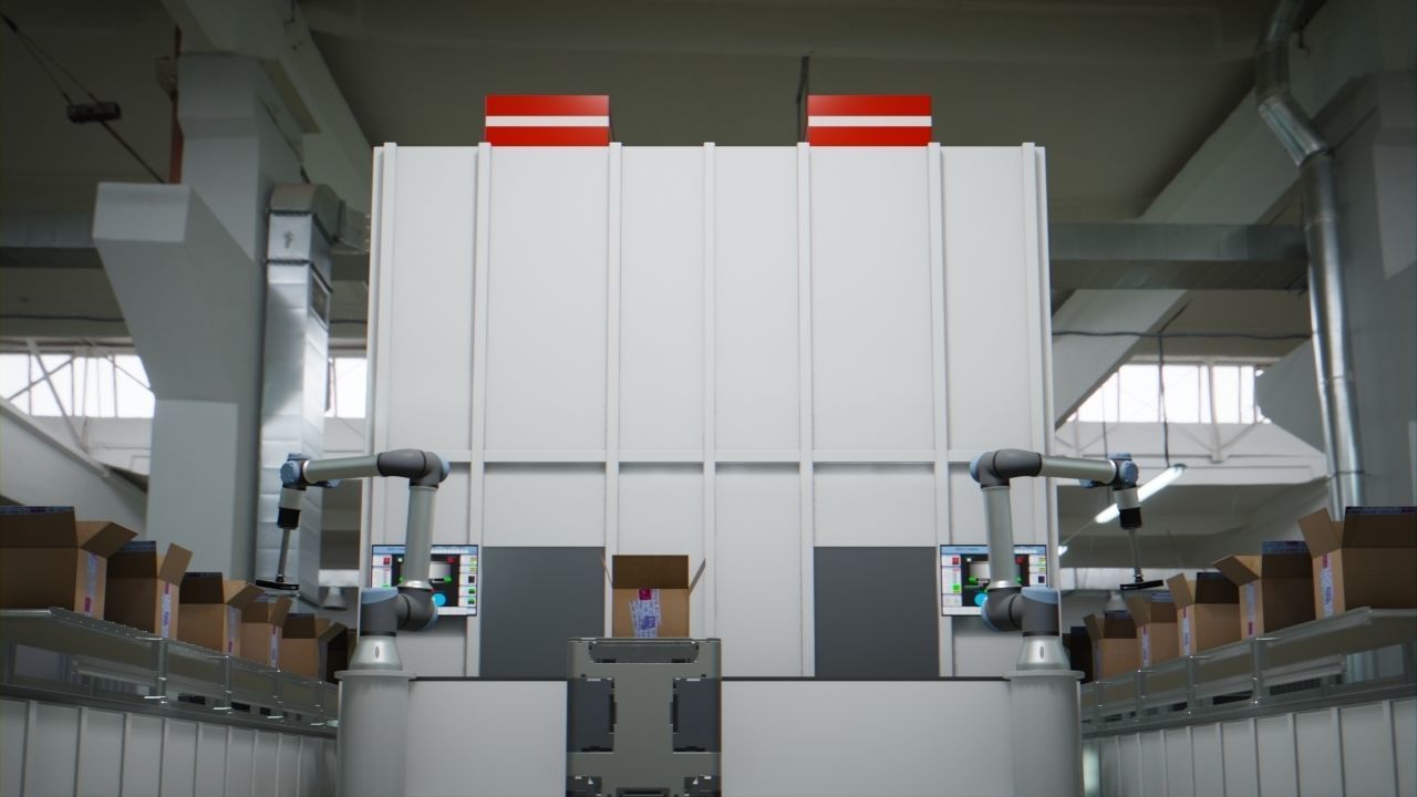 Packing Industrial Robots Animated Low-poly 3D model_5