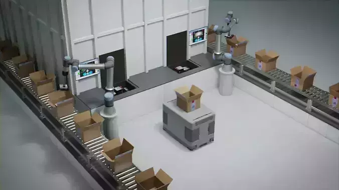 Packing Industrial Robots Animated Low-poly 3D model