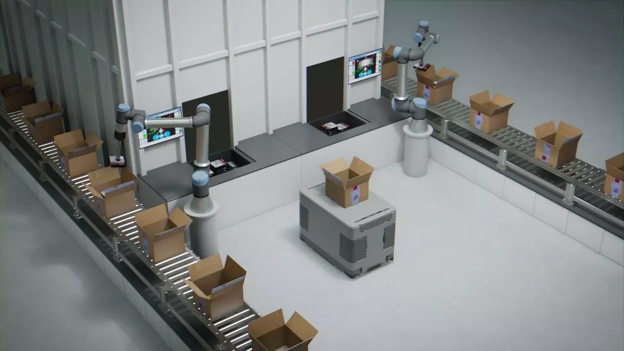 Packing Industrial Robots Animated Low-poly 3D model_0