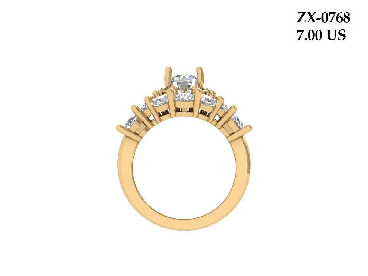 Solitaire Engagement Art Deco Ring Bridal Set 3D print model_7