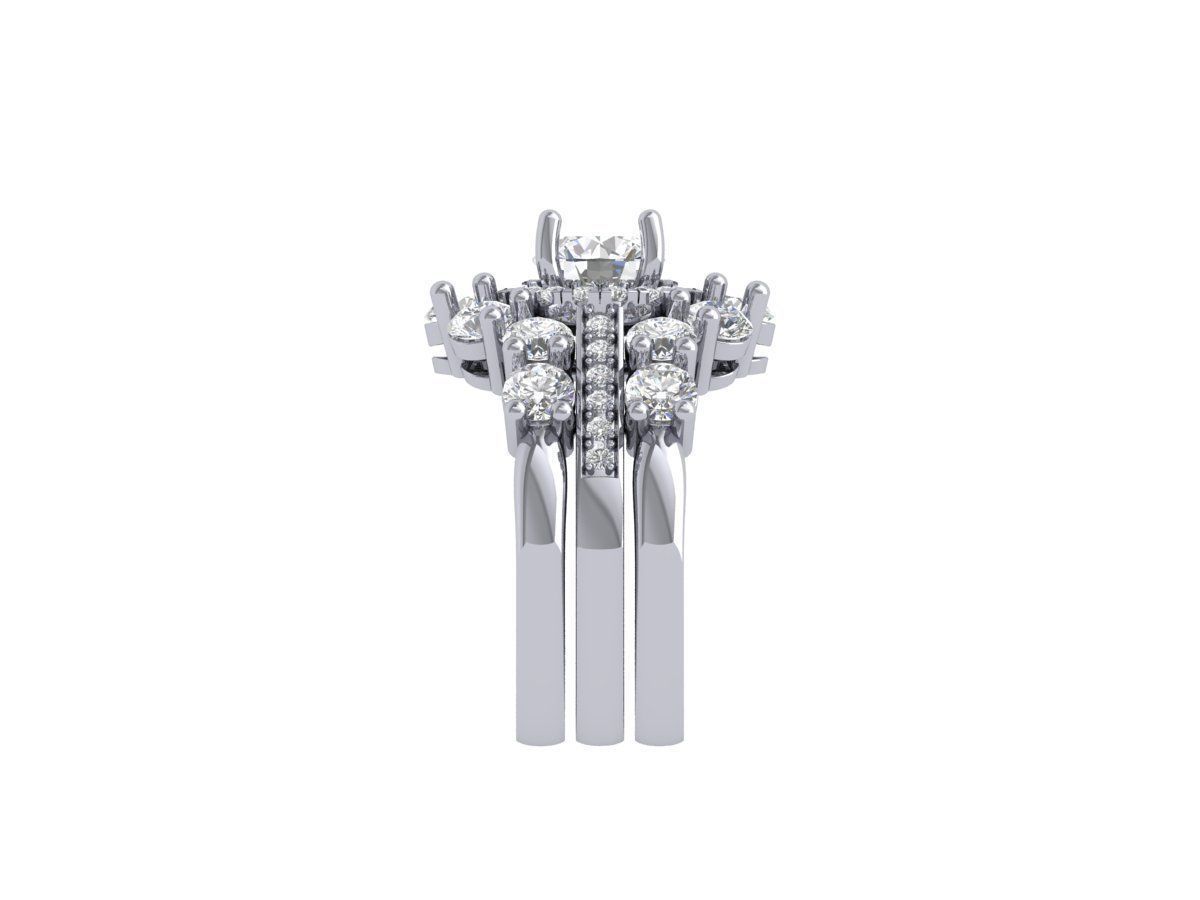 Solitaire Engagement Art Deco Ring Bridal Set 3D print model_4