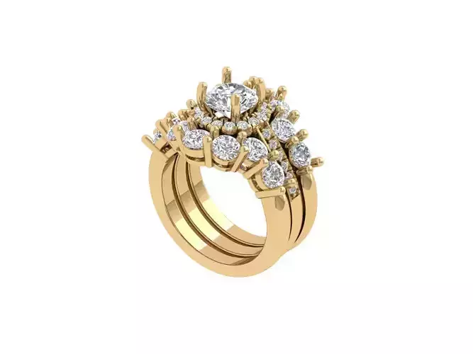 Solitaire Engagement Art Deco Ring Bridal   Set