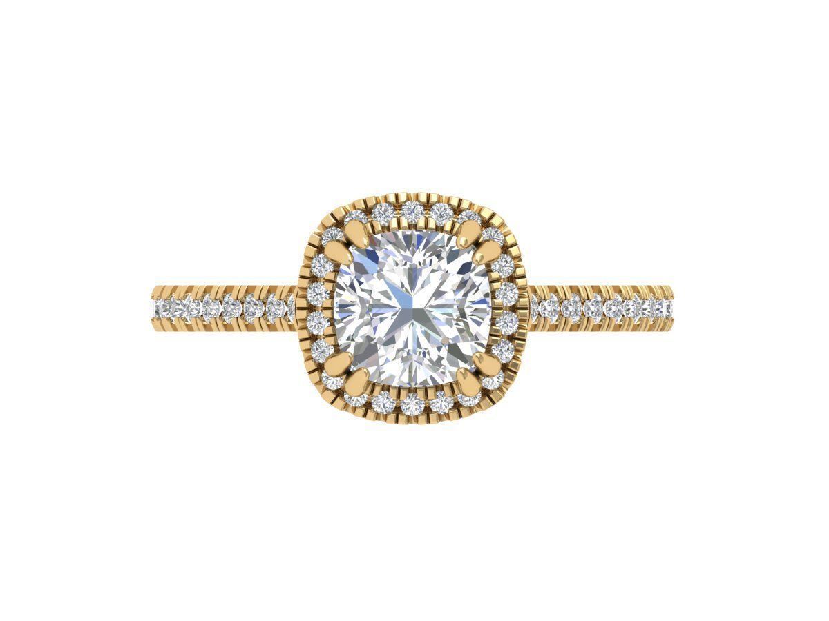 Cushion Solitaire Ring 3D print model_1