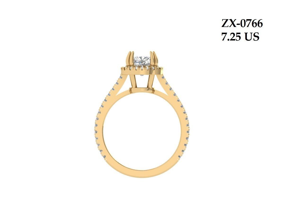 Cushion Solitaire Ring 3D print model_3