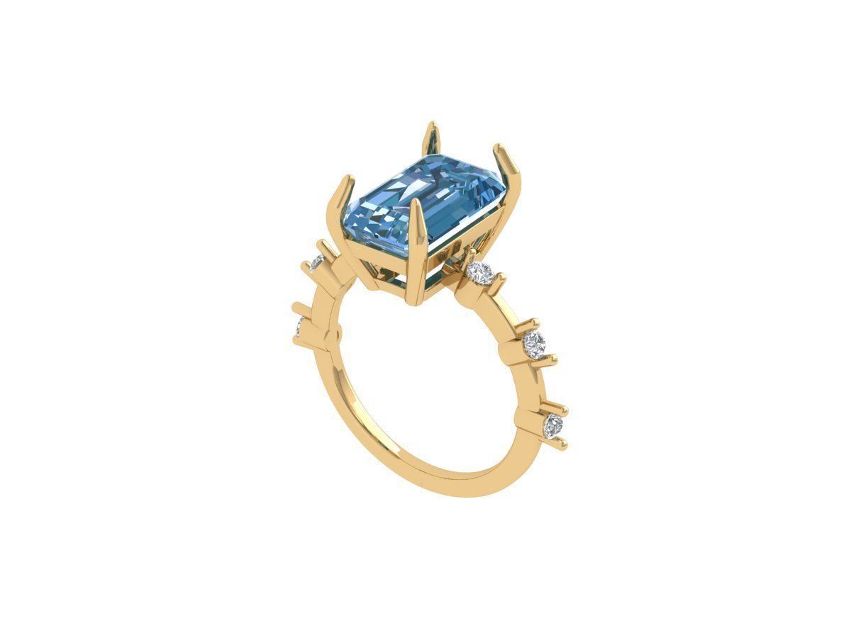 Emerald Solitaire Ring 3D print model_3
