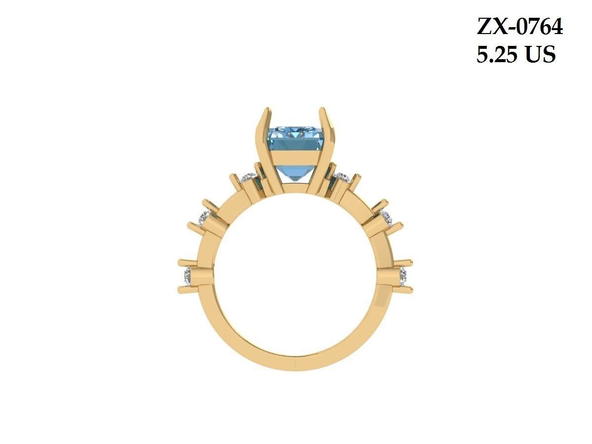 Emerald Solitaire Ring 3D print model_7