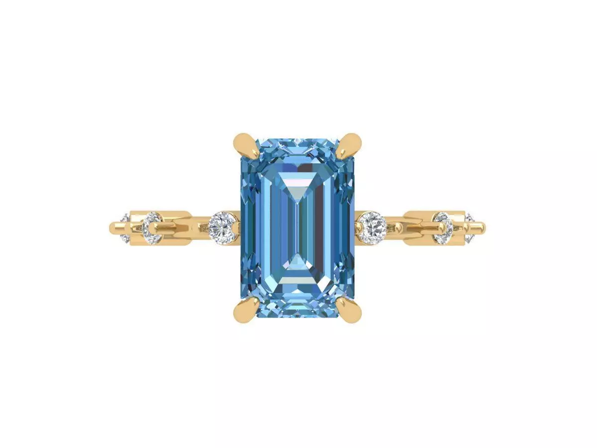 Emerald Solitaire Ring 3D print model_0