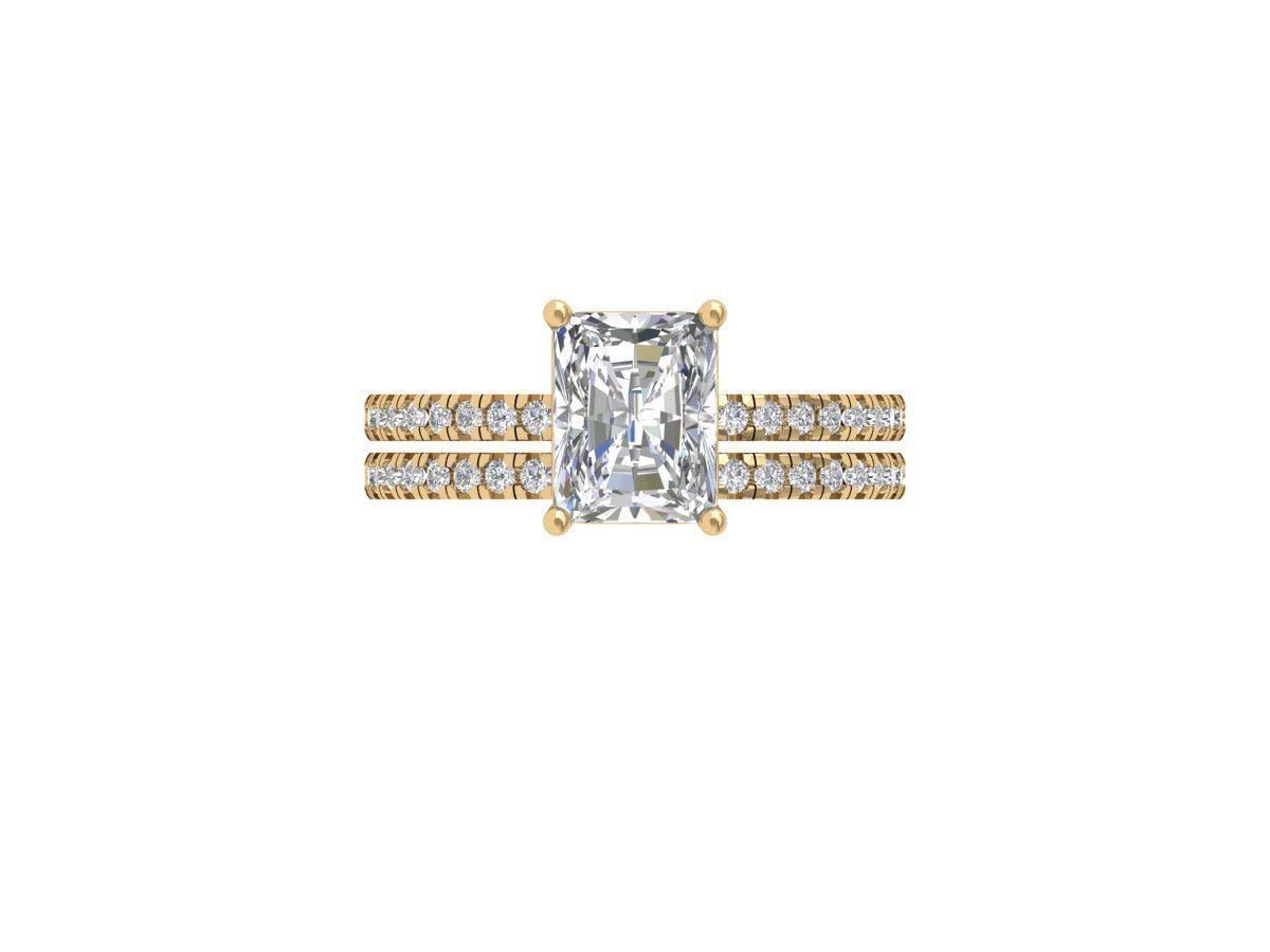 Radiant Solitaire Ring Bridal Set 3D print model_1
