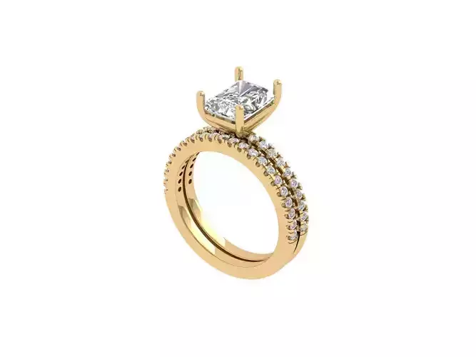 Radiant Solitaire Ring Bridal Set