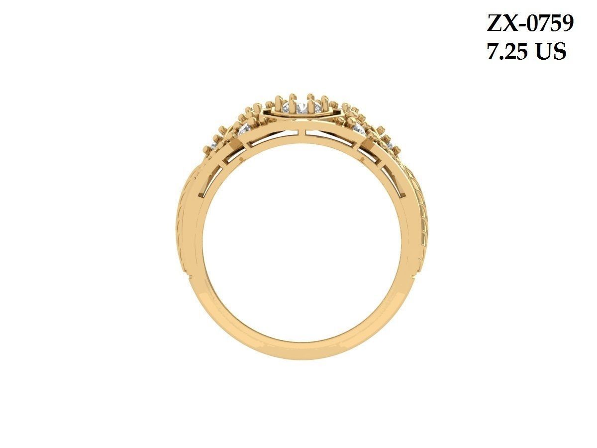 Solitaire Engagement Art Deco Ring 3D print model_11