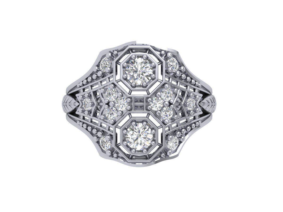 Solitaire Engagement Art Deco Ring 3D print model_3