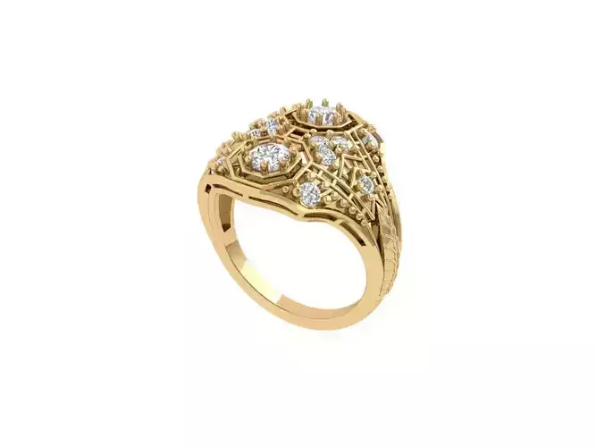 Solitaire Engagement Art Deco Ring