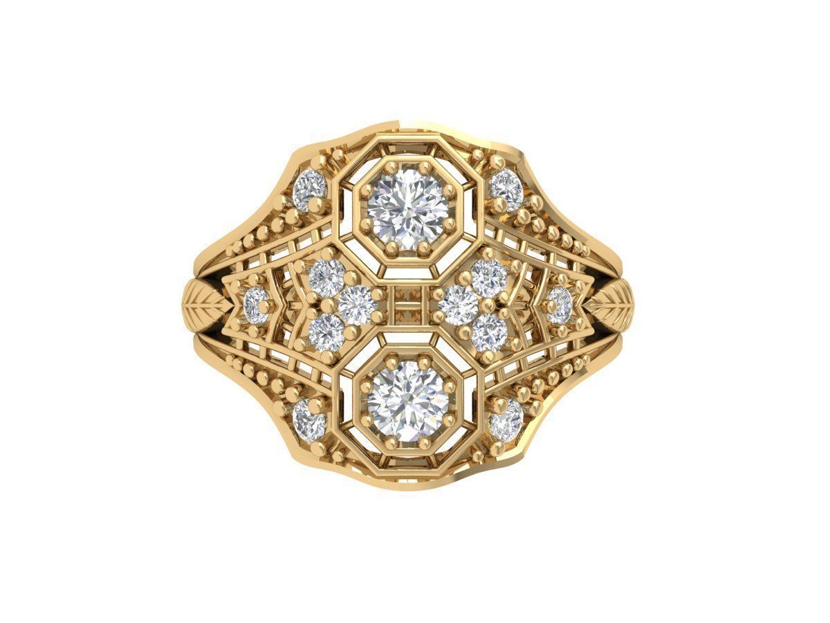 Solitaire Engagement Art Deco Ring 3D print model_1