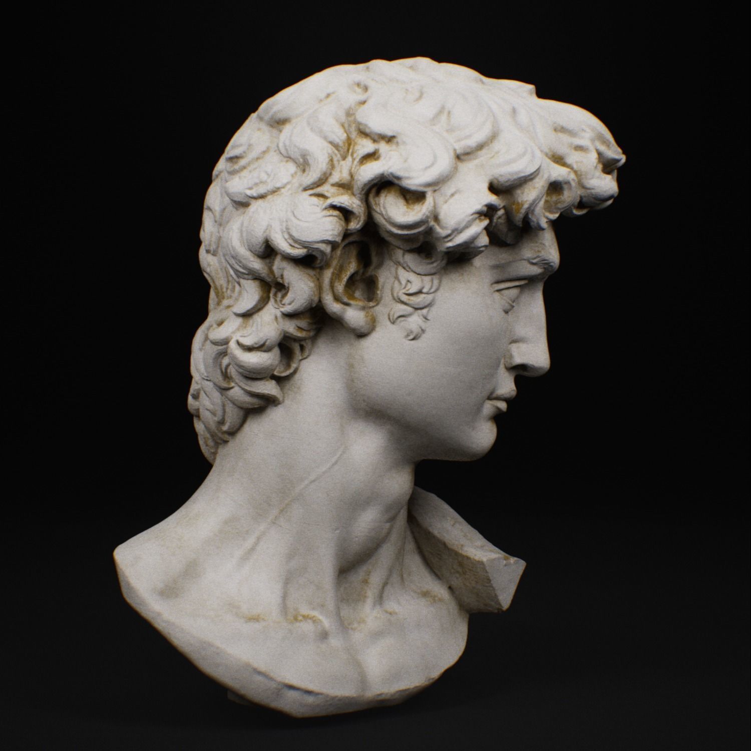 Statue David head sculpt low poly marble 8k texture Low-poly 3D model_2